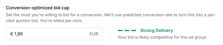 Ponuka 1,95 € označená ako Strong Delivery
